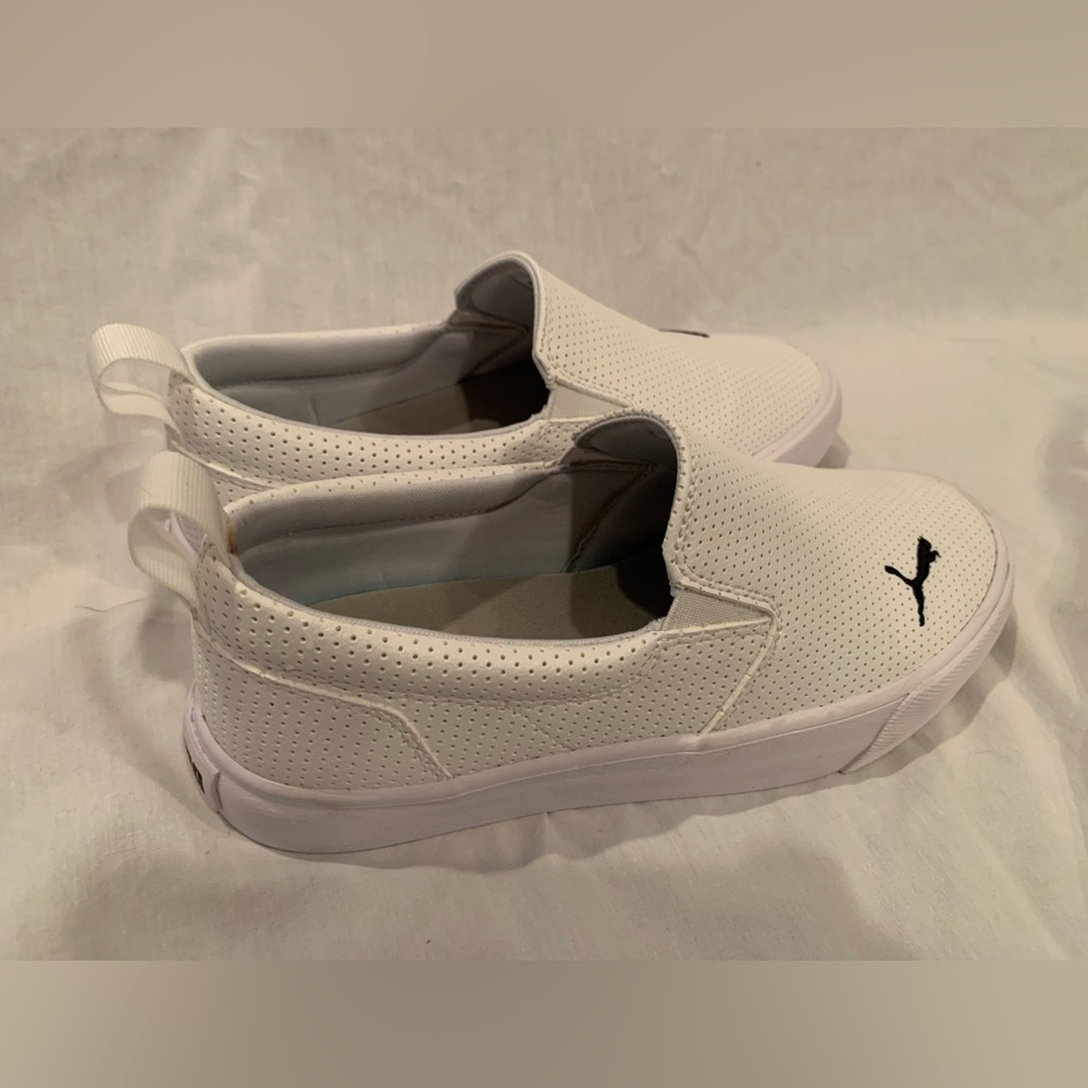 Puma White Perforated Slip-On Shoes
